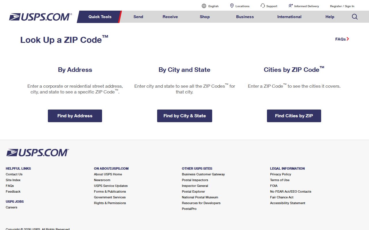 Santa Clara ZIP code directory view of the USPS ZIP Code Lookup
